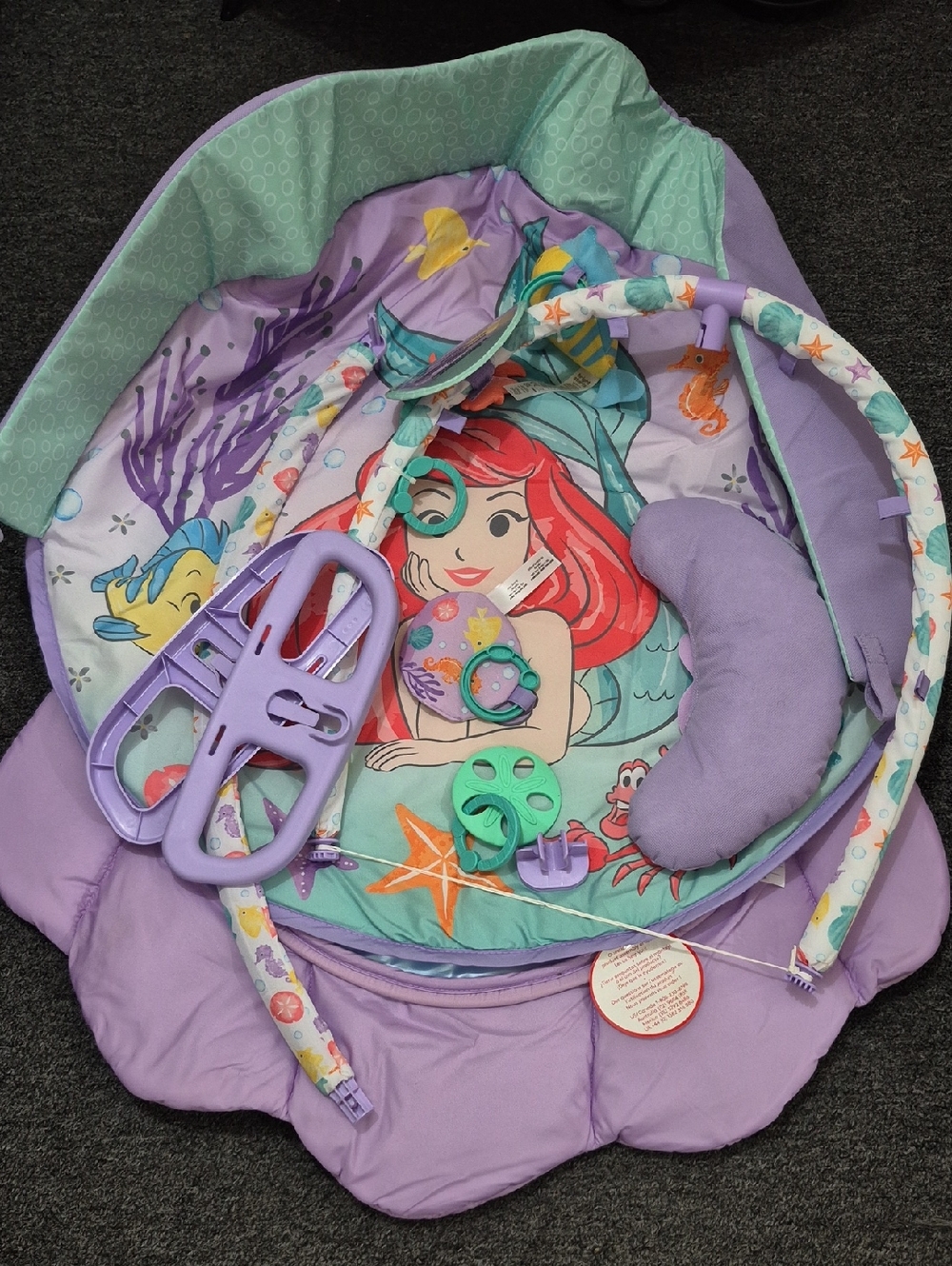 Disney Ariel Purple and Teal Baby Play Gym with Hanging Toys